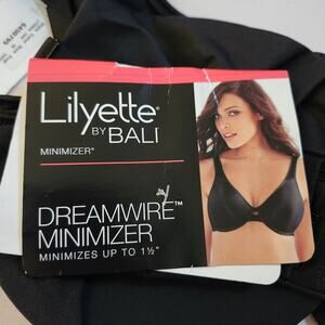 Lilyette by Bali Dreamwire Minimizer black underwire bra sz 38DDD